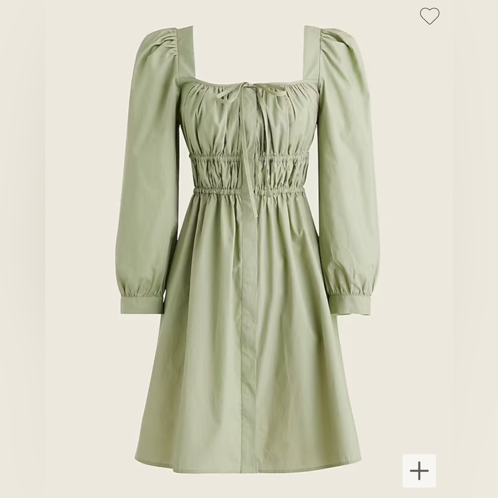 J. Crew Cinched Waist Organic Cotton Dress Pistachio Green 4